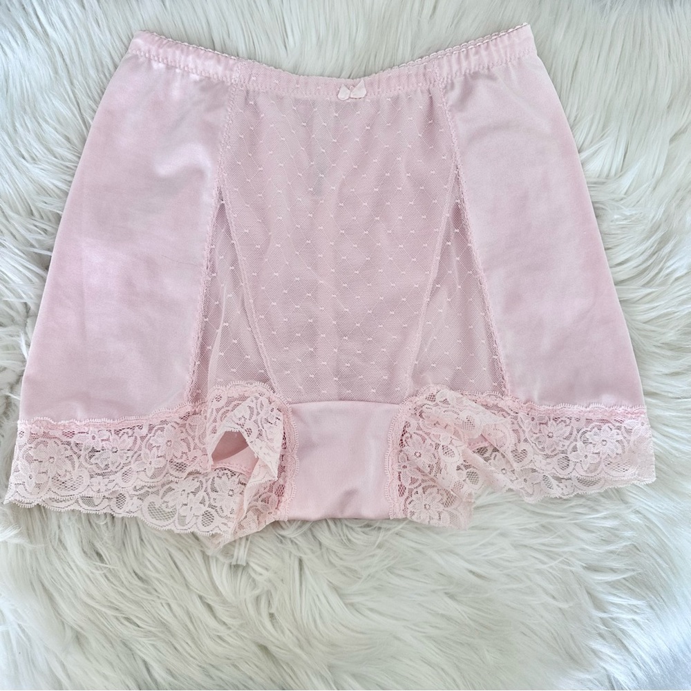 Rhonda Shear pin up satin lace pink panty SZ XL